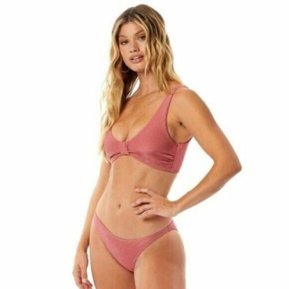 Tori Praver Kaye Rose Ribbed Scoop Neck Bikini Top Size XS $99 - Picture 8 of 9